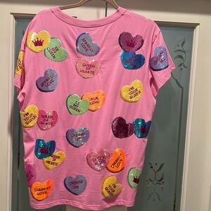 QUEEN OF SPARKLES Pink Heart Patch Tee
